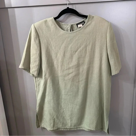 Vintage Casablanca Blouse Green Woven Material Size 14 - Picture 3 of 7